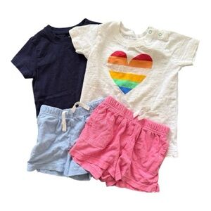 Primary Toddler 4-Piece Short Sleeve Shirts & Shorts Bundle 18-24M Spring Summer